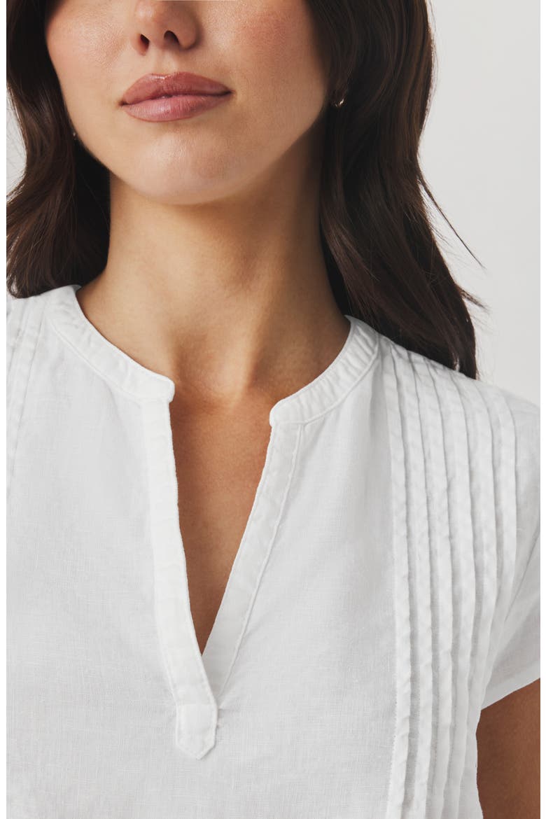 Stella Pintuck Linen Top, Alternate, color, WHITE