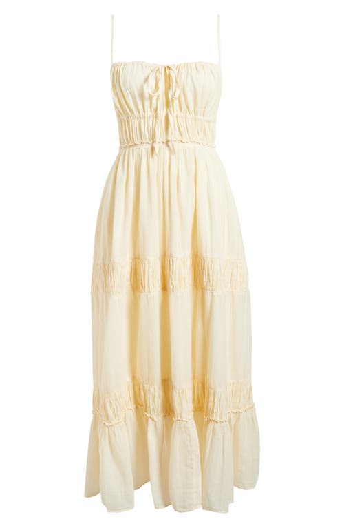 Free People Taking Sides Tiered Cotton Maxi Dress In Wet Plaster