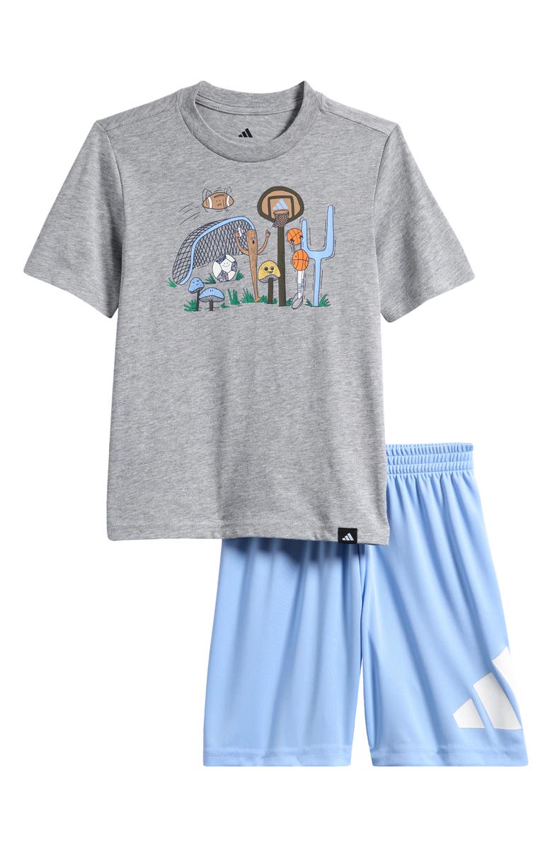 adidas Kids' Essential Graphic T-Shirt & Shorts Set, Main, color, 