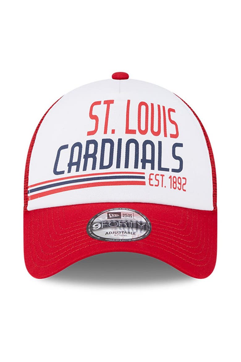 Men's New Era White/Red St. Louis Cardinals Stacked A-Frame Trucker 9FORTY Adjustable Hat, Alternate, color, White