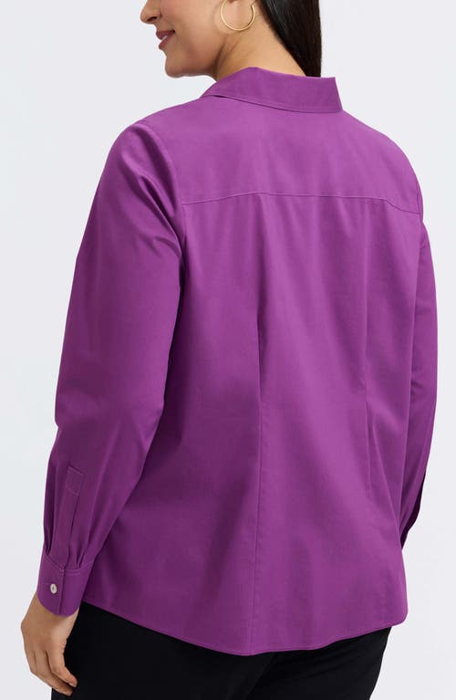 Foxcroft June Stretch Cotton Blend Button-up Shirt In Purple