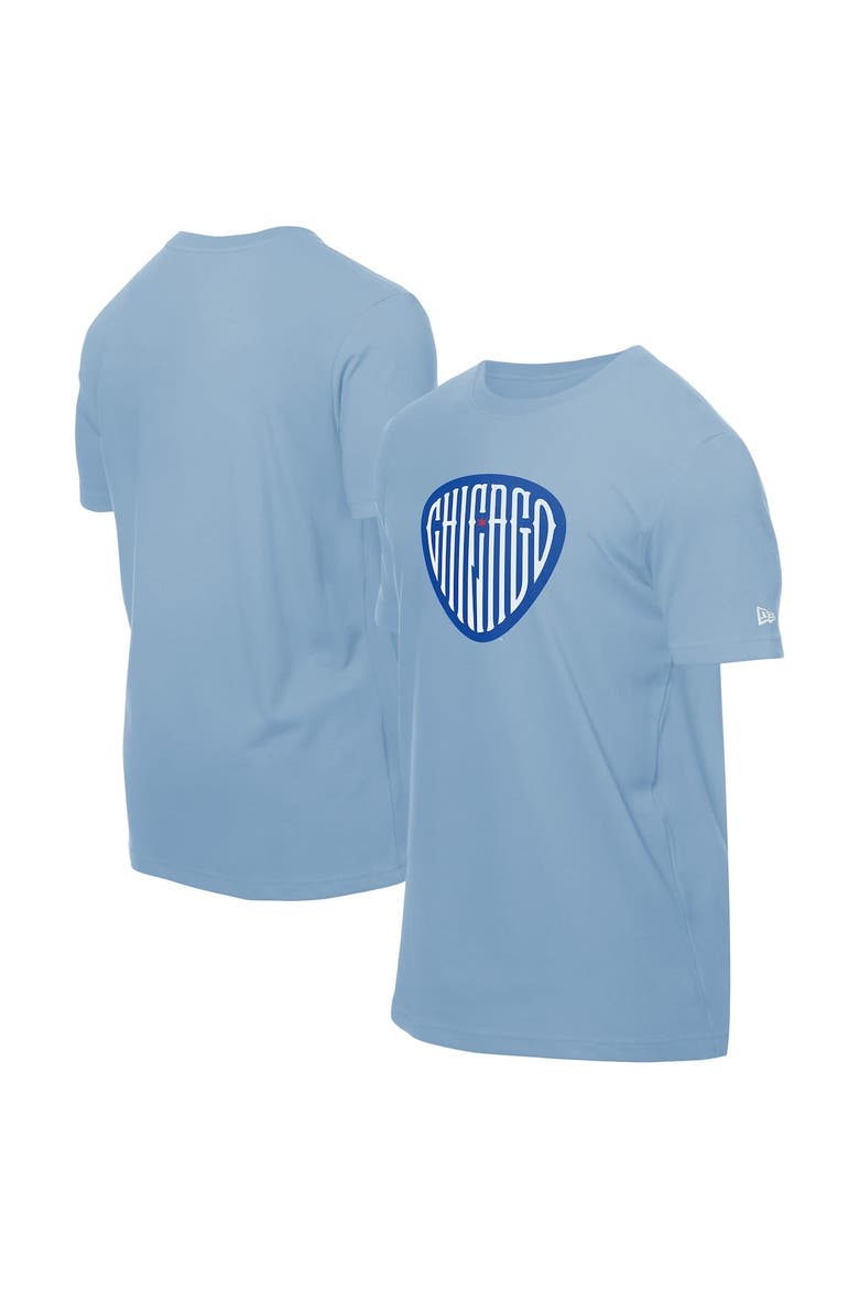 Men's New Era  Light Blue Chicago Cubs Guitar Pick T-Shirt, Main, color, Light Blue