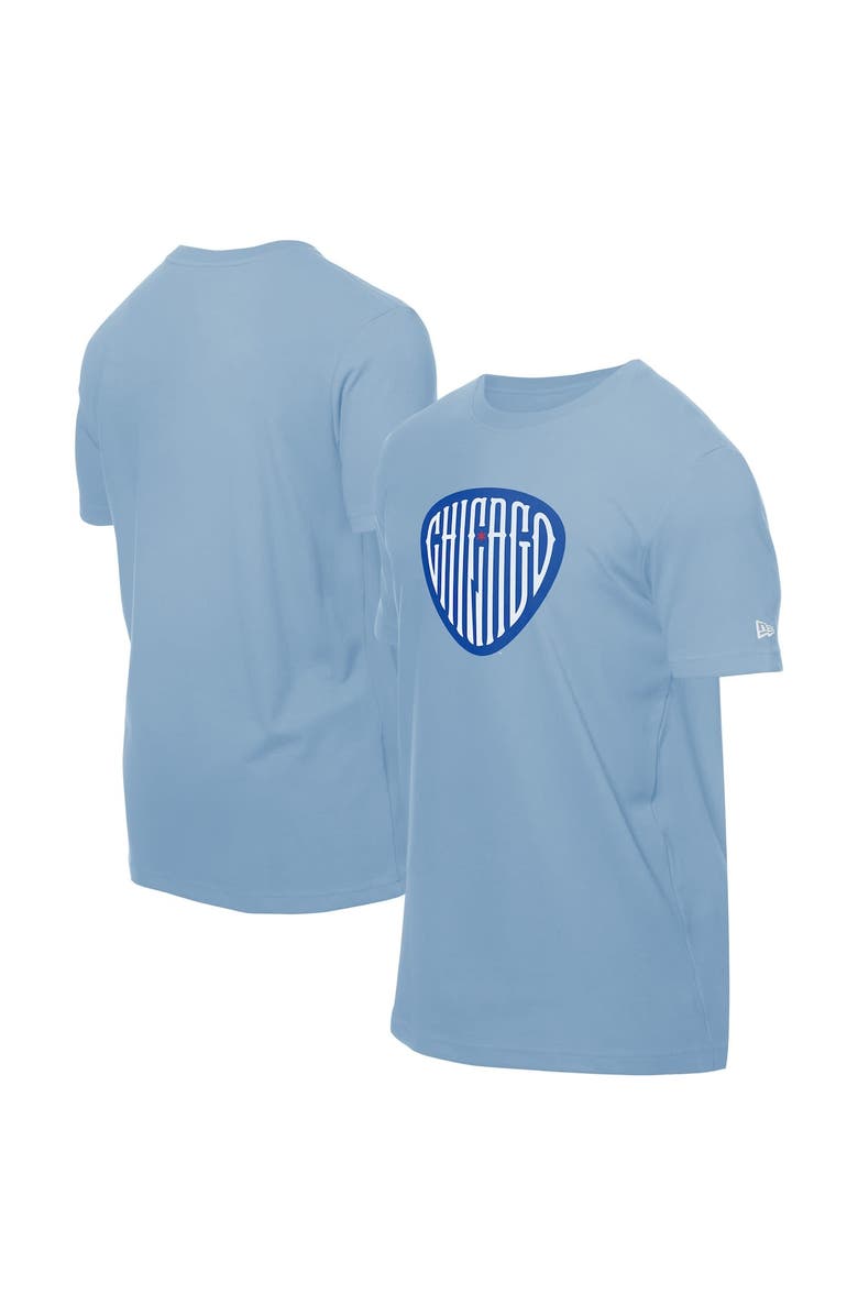 New Era Men's New Era  Light Blue Chicago Cubs Guitar Pick T-Shirt, Main, color, Light Blue
