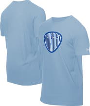 New Era Men's New Era  Light Blue Chicago Cubs Guitar Pick T-Shirt