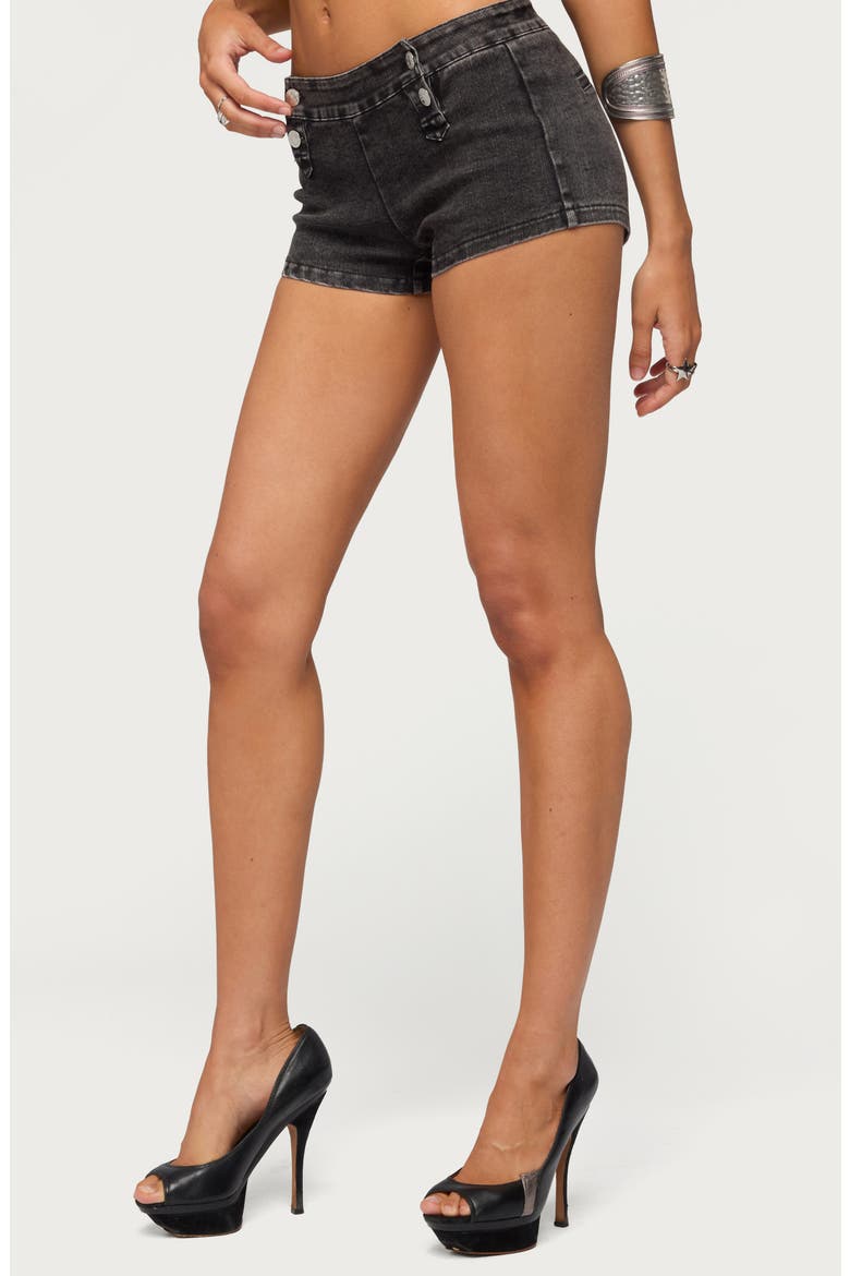 Sashe Stretchy Denim Micro Shorts, Alternate, color, BLACK-WASHED