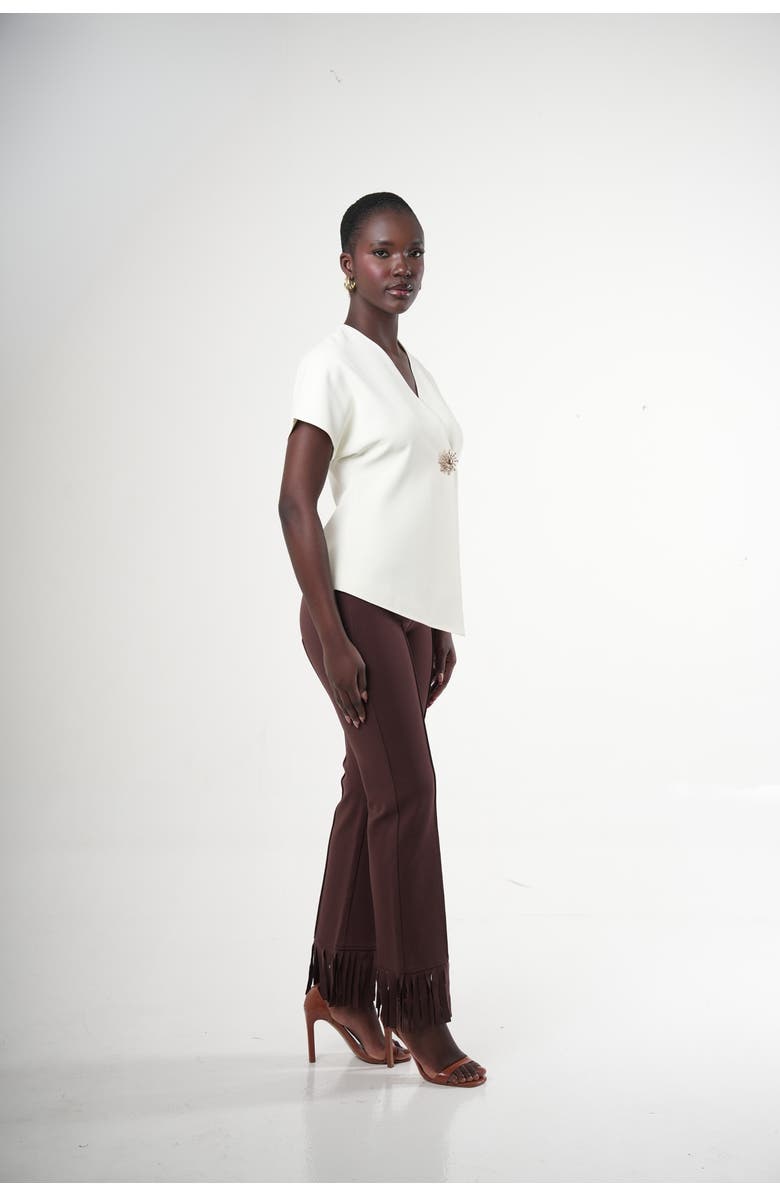 Sable Brisal High-waist Straight-leg Fringe-hem Pants, Alternate, color, Cocoa Brown