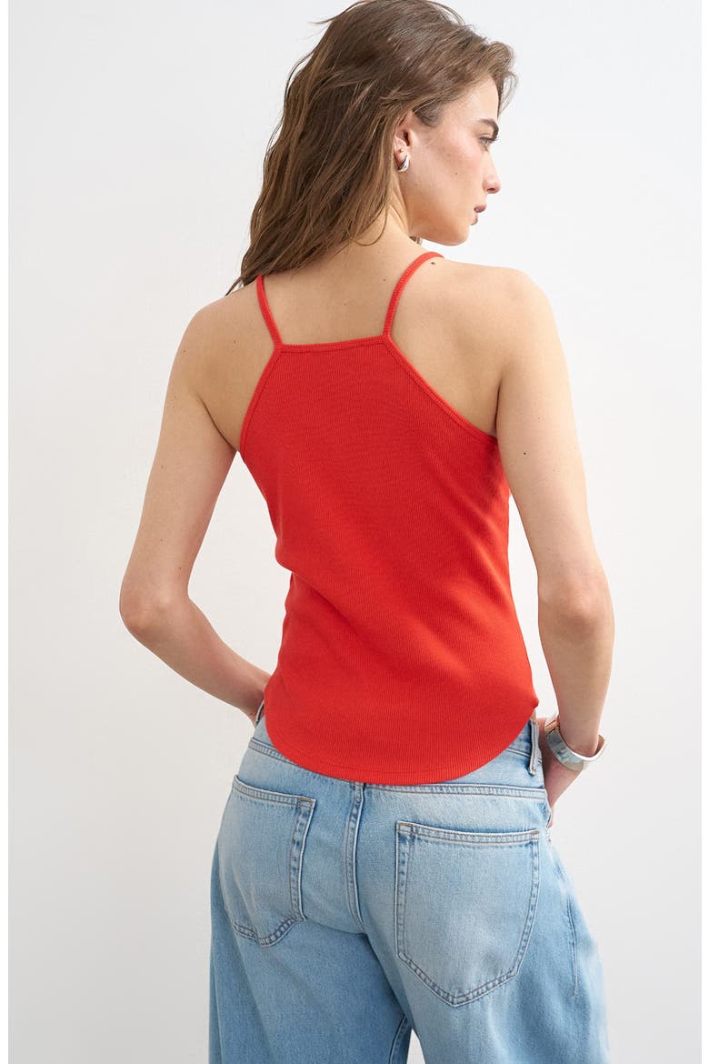 Rib Knit Stretch Cotton Tank, Alternate, color, RED