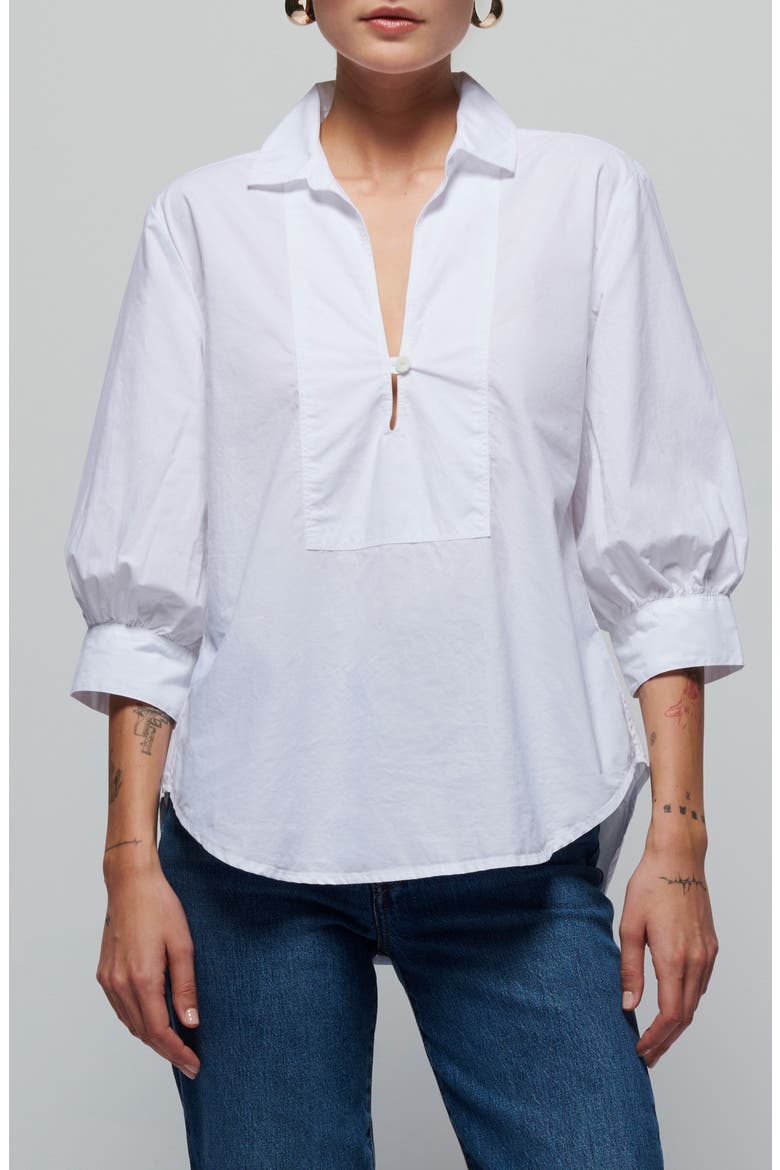 Everlee Pima Cotton Popover Top, Alternate, color, OPTIC WHITE