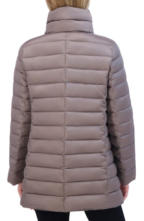 Tahari Melody Quilted Puffer Coat In Gray