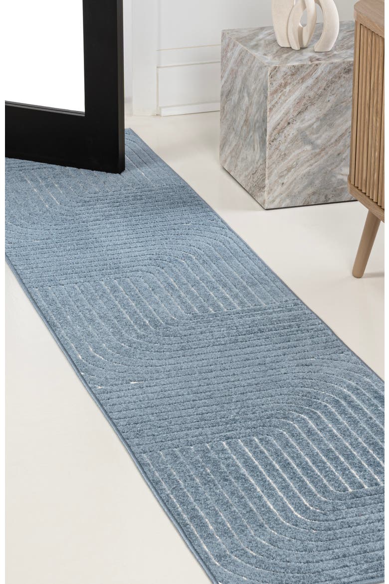 Odense High-Low Minimalist Angle Geometric Indoor/Outdoor Area Rug, Alternate, color, Dark Blue/Cream