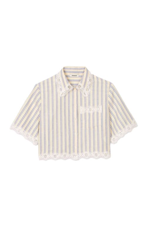 Sandro Striped Cropped Shirt In Multi