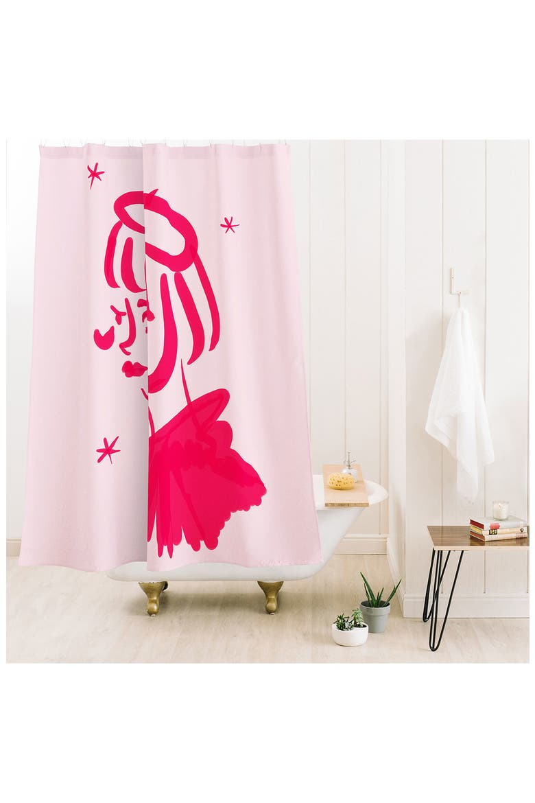 Midge Shower Curtain, Alternate, color, PINK