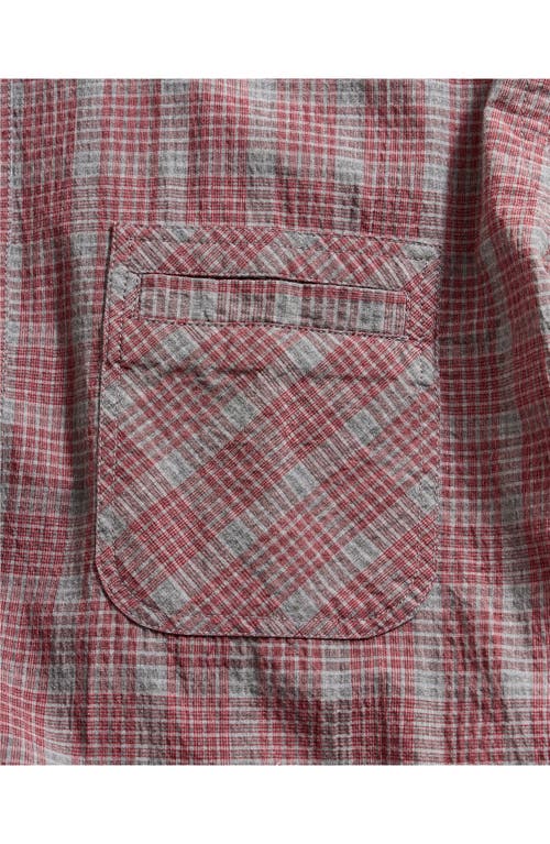 Billy Reid Donels Plaid Short Sleeve Cotton Seersucker Button-up Shirt In Rosewood