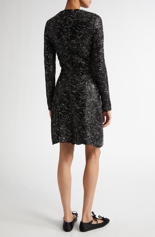 Giambattista Valli Sequin Long Sleeve Tweed A-line Dress In Black