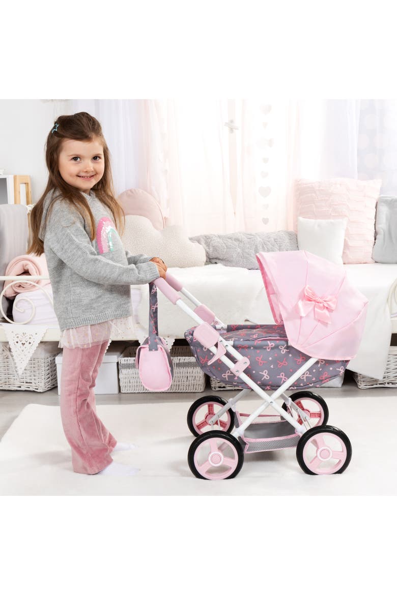 Doll Pram Cosy Play Push Stroller Fits 18" Dolls, Ages 3+, Alternate, color, Multicolored