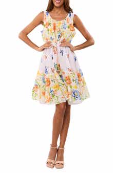 RANEES Pleat Fit & Flare Dress