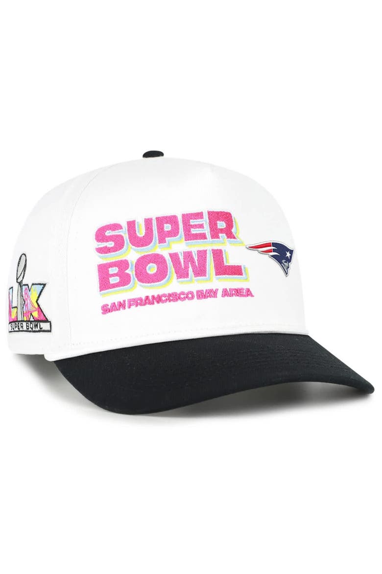 Men's '47 White/Black New England Patriots Super Bowl LX Stacked Hitch Adjustable Hat, Main, color, White