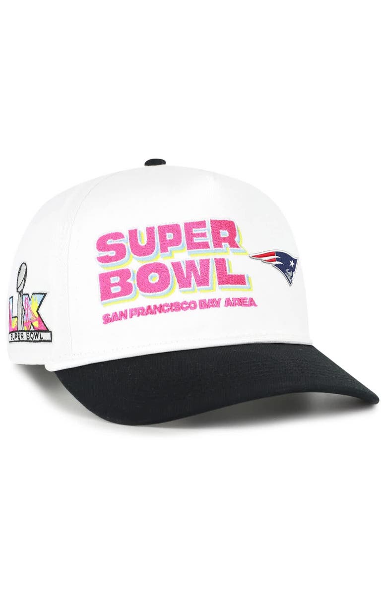'47 Men's '47 White/Black New England Patriots Super Bowl LX Stacked Hitch Adjustable Hat, Main, color, White