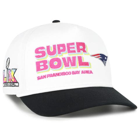 Men's '47 White/Black New England Patriots Super Bowl LX Stacked Hitch Adjustable Hat