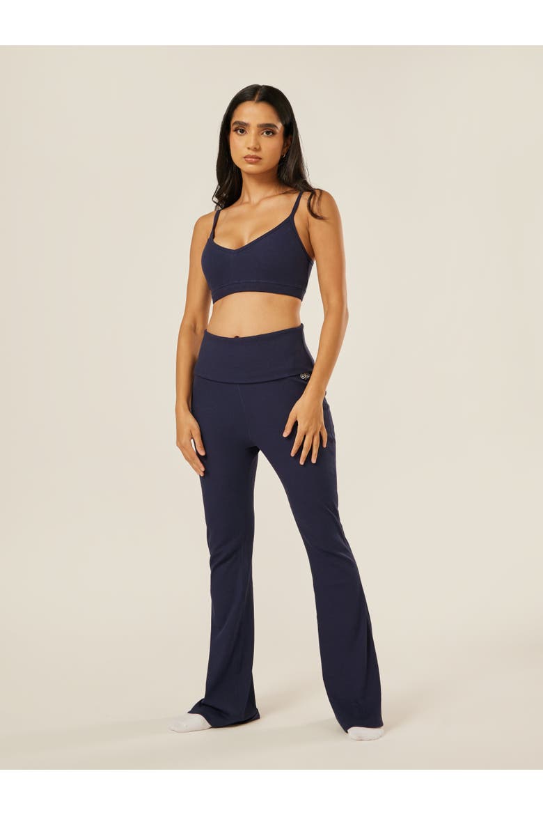 Essential Everyday Foldover Flared Pants, Alternate, color, Midnight