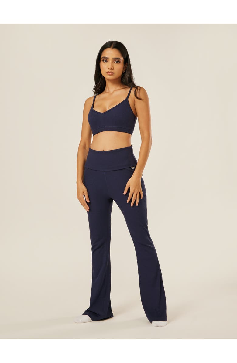 Be Athletica Essential Everyday Foldover Flared Pants, Alternate, color, Midnight