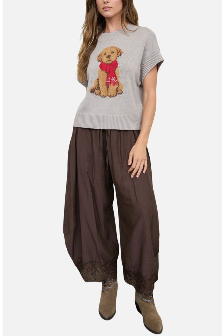 Puppy Short Sleeve Sweater, Alternate, color, GREY