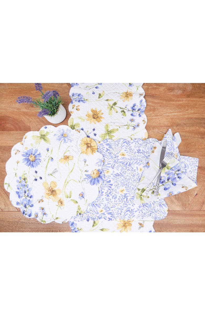 C&F Home Lovely Blues Cotton Rectangle Table Runner 14" x 51" Floral Design All Seasons Kitchen Dining Dinner Table Tablerunner Decor Decoration, Alternate, color, 