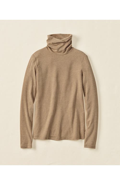 Lands' End Lightweight Jersey Skimming Long Sleeve Turtleneck In Brown