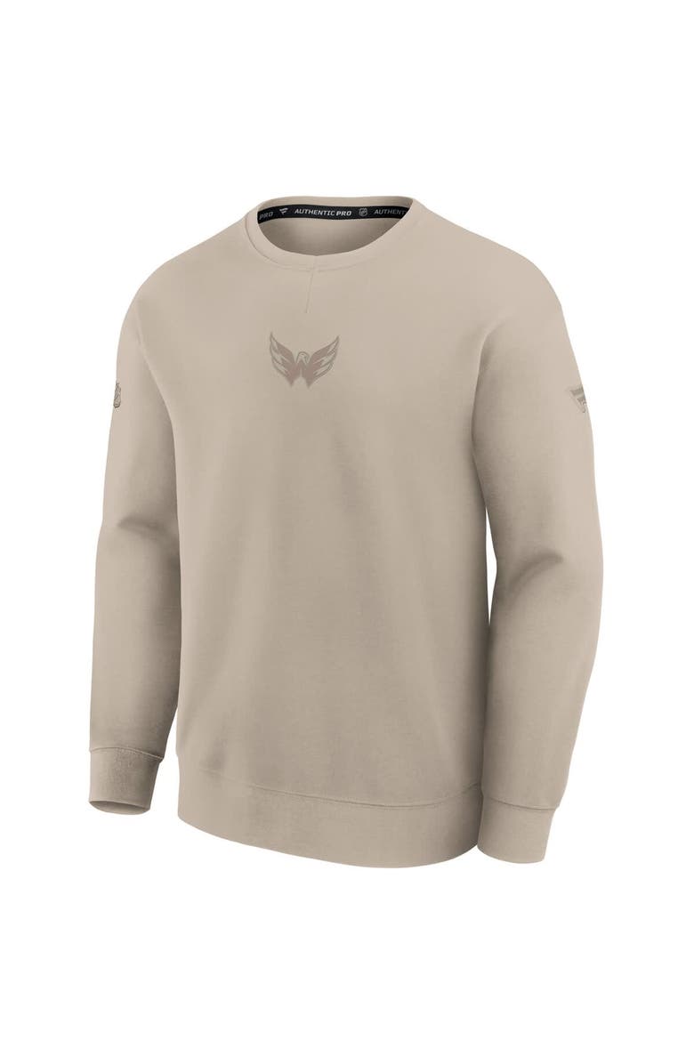 FANATICS Men
s Fanatics Tan Washington Capitals Authentic Pro Road Tri-Blend Sweatshirt, Alternate, color, Tan