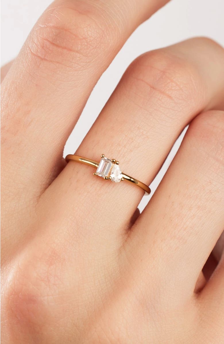 MADE BY MARY Toi et Moi Ring, Alternate, color, Gold Vermeil