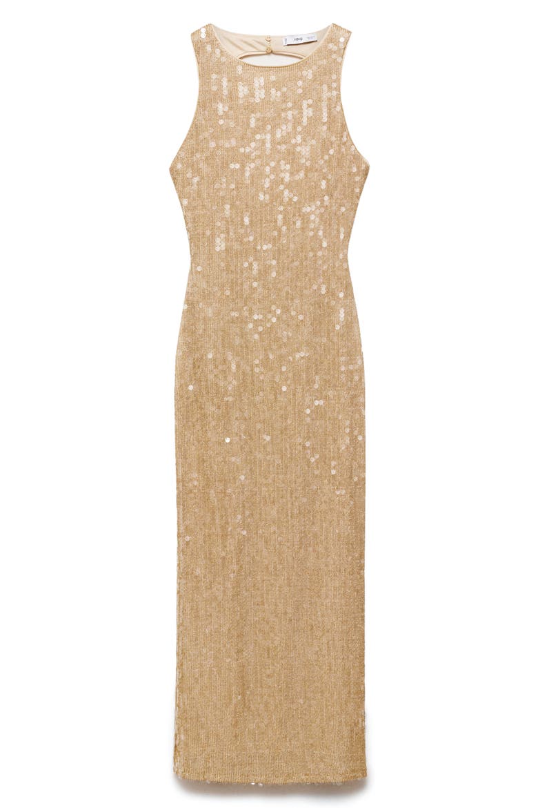 Cutout Sequin Maxi Dress, Alternate, color, GOLD
