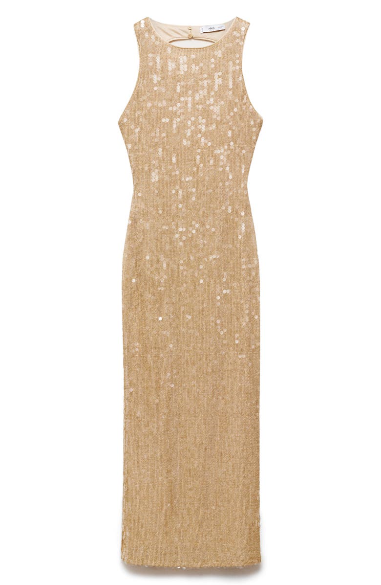 MANGO Cutout Sequin Maxi Dress, Alternate, color,