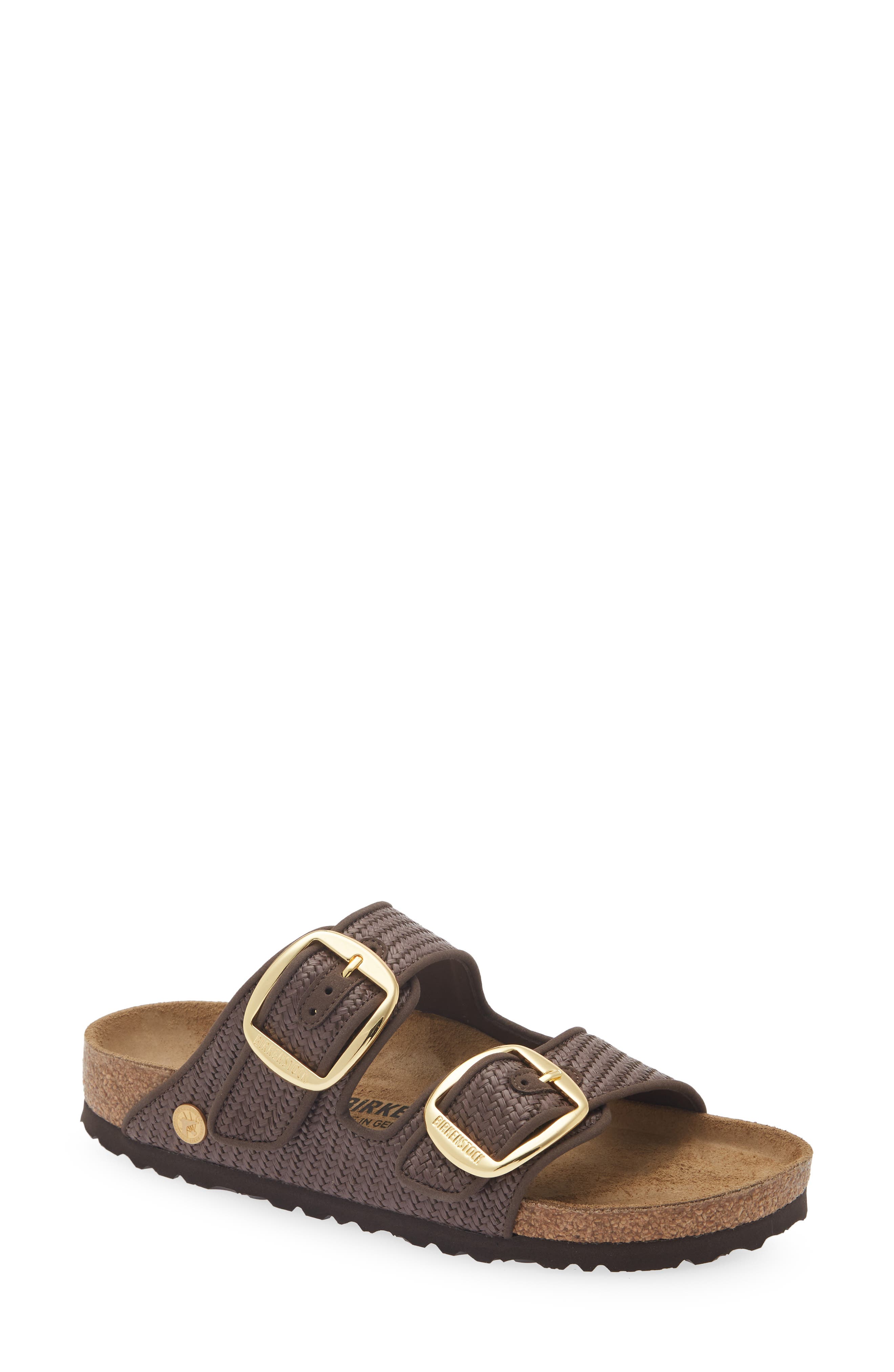 Birkenstock Arizona Raffia Big Buckle Slide Sandal, Main, color, Carafe