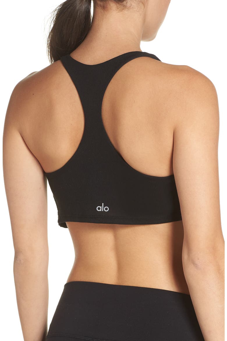 Knot Racerback Bra Tank, Alternate, color, BLACK