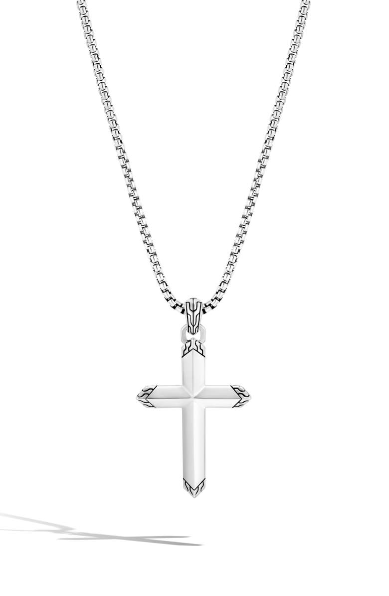 John Hardy Men's Classic Chain Cross Pendant Necklace, Alternate, color, Silver