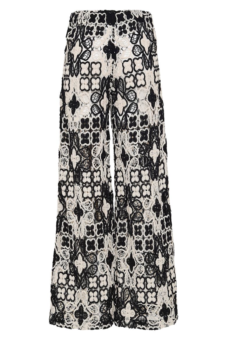 Raisin Floral Crochet Cover-Up Pants, Alternate, color, BLACK