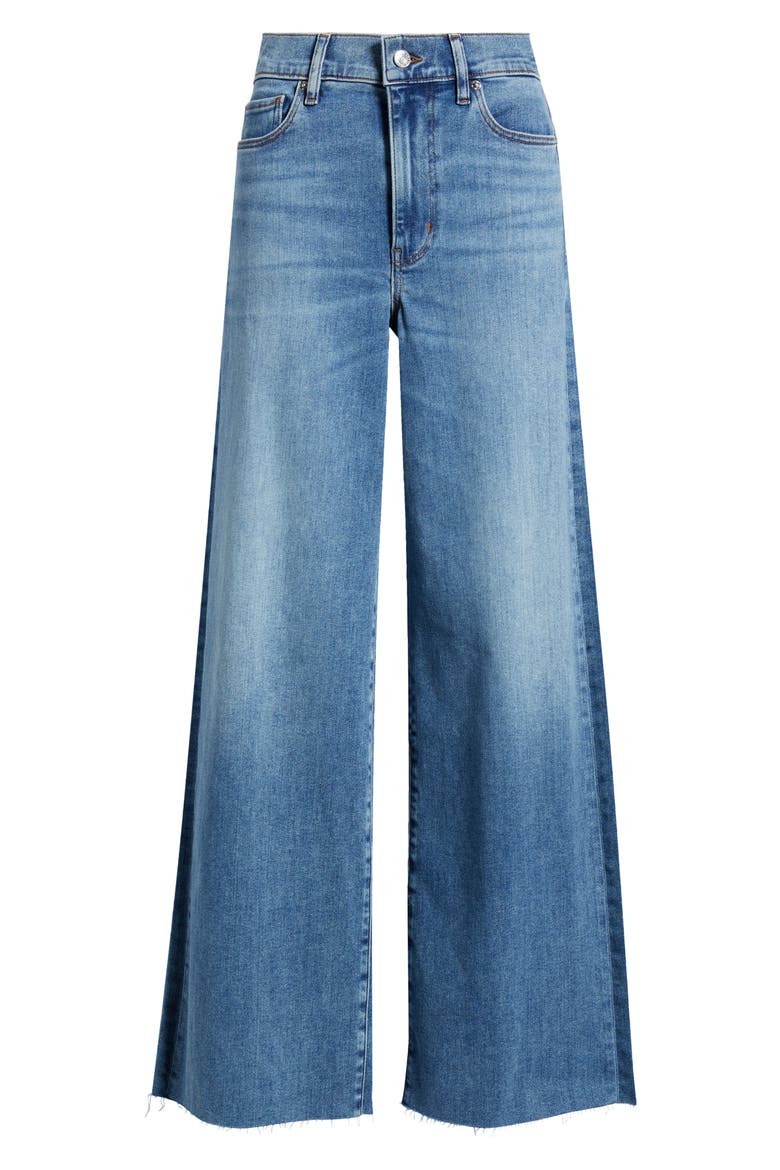 Le Slim Palazzo Raw Hem High Waist Wide Leg Jeans, Alternate, color, CLUE RAW AFTER