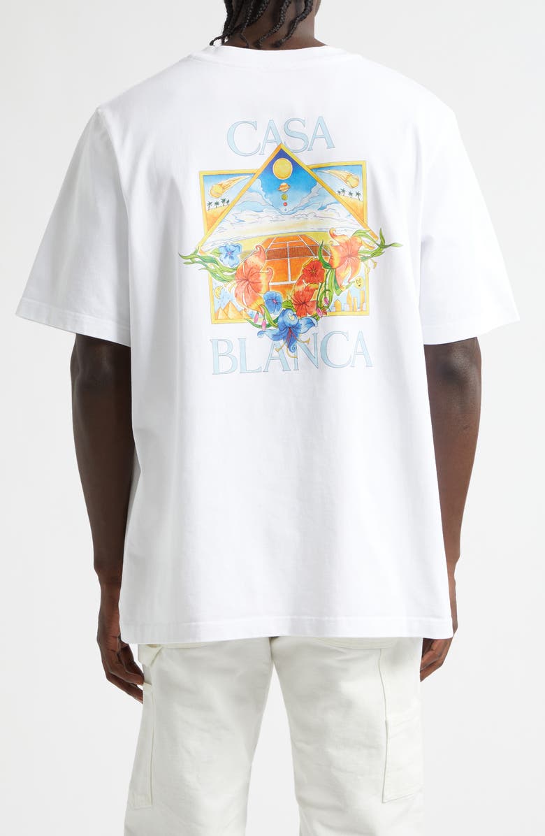 Casablanca Tennis Landscape Classic Cotton Graphic T-Shirt, Alternate, color, Bright White Jersey