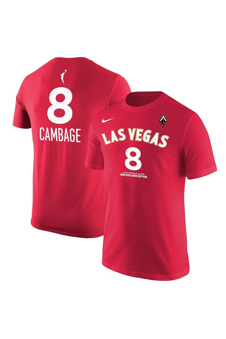 Men's Nike Liz Cambage Red Las Vegas Aces Explorer Edition Name & Number T-Shirt, Main, color, Red