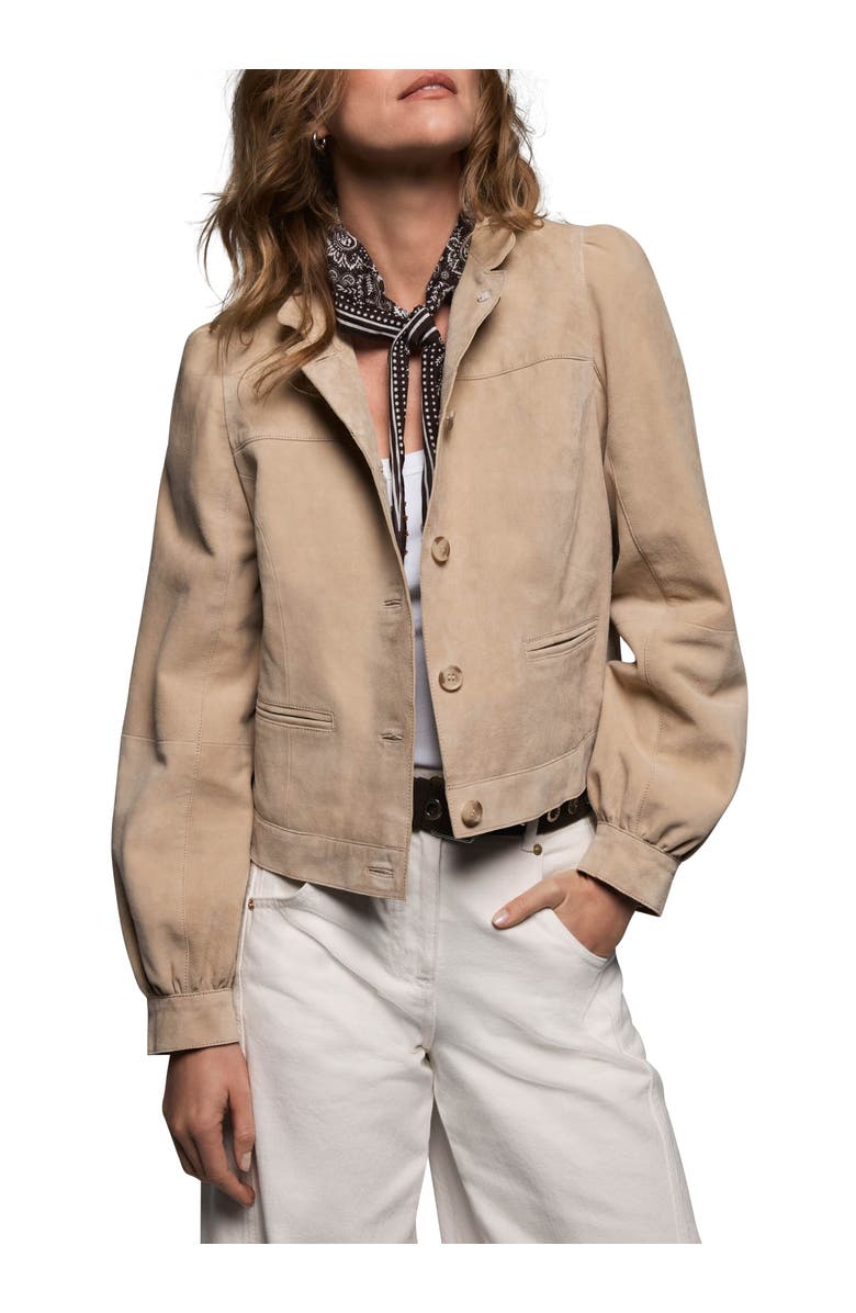 MINT VELVET Suede Puff Sleeve Jacket, Main, color, Tan