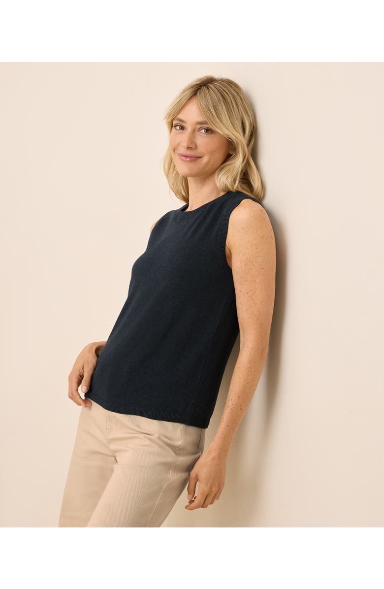 Pact Organic Classic Fine Knit Shell, Alternate, color, Midnight Blue Heather