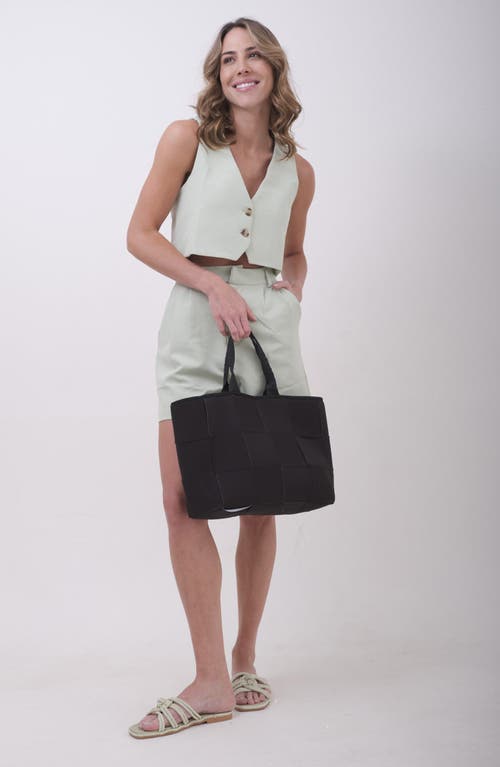 Pop Ups Brand Icon Water Resistant Woven Neoprene Tote Bag In Black