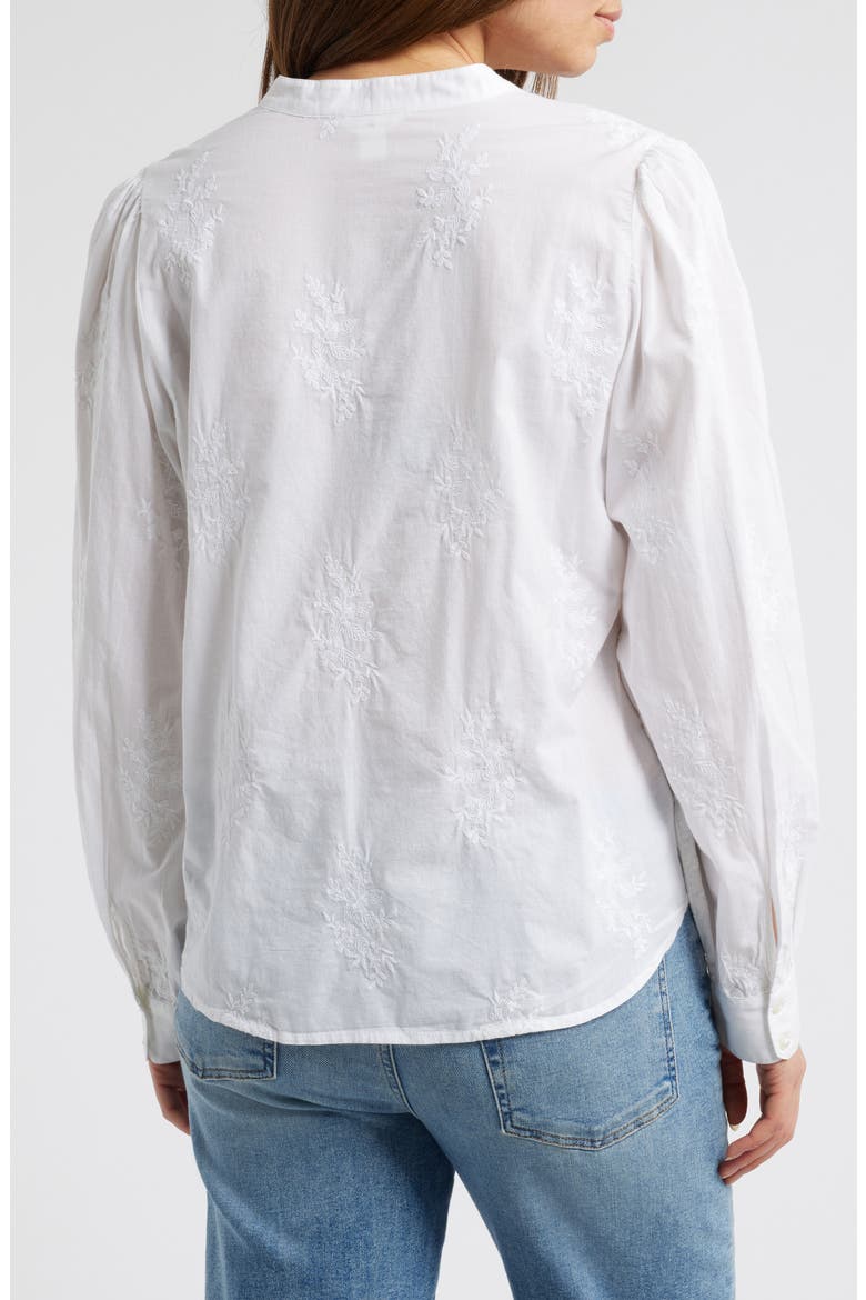 Embroidered Cotton Button-Up Shirt, Alternate, color, WHITE
