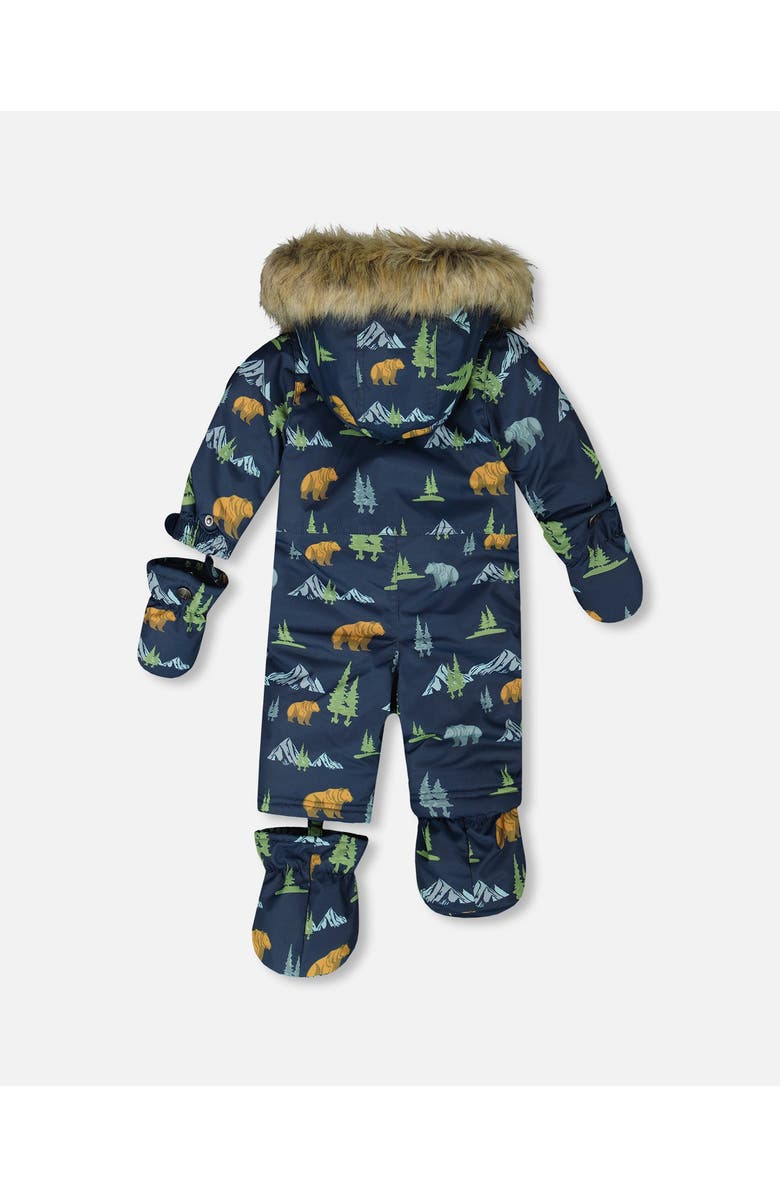 Deux par Deux One-Piece Play Snowsuit Designed for Car Seat Animal, Alternate, color, Navy