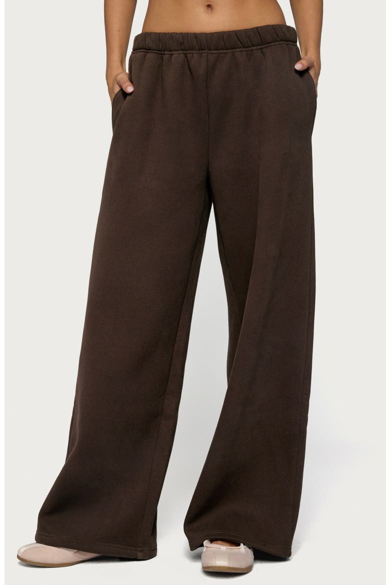 Glow Rhinestone Wide Leg Sweatpants, Main, color, BROWN