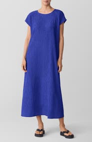 Eileen Fisher Short Sleeve Jacquard Maxi Dress