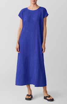Eileen Fisher Short Sleeve Jacquard Maxi Dress