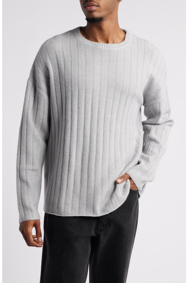 Rib Crewneck Sweater, Main, color, GREY ALLOY