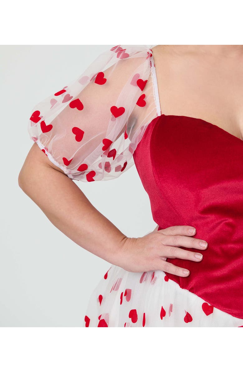 Unique Vintage Plus Size Loving You Swing Dress, Alternate, color, White W/ Red Hearts