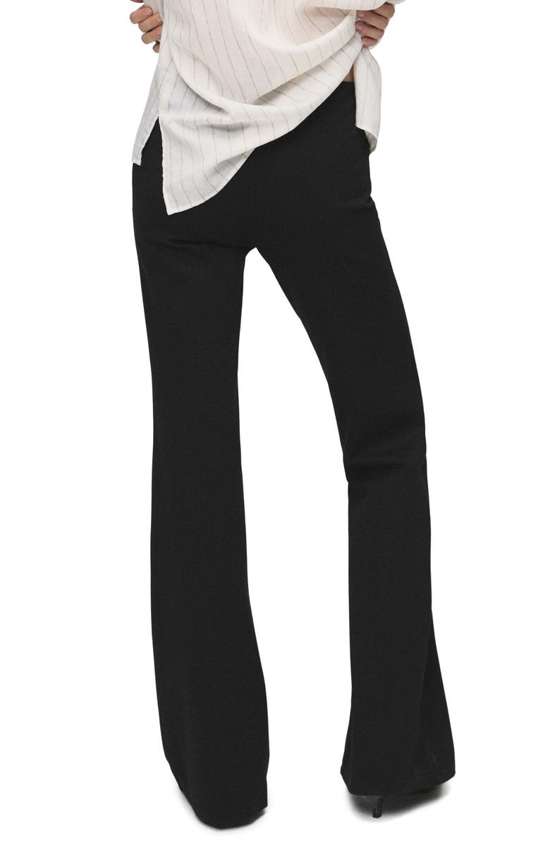 MANGO Seamed Detail Flare Leggings, Alternate, color, Black